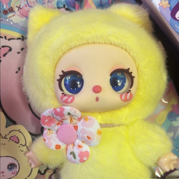 Yellow Plush Doll with Floral Detail - Picture 4 of 7